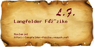 Langfelder Füzike névjegykártya